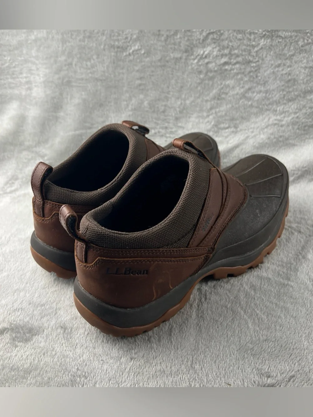 LL Bean TEK 2.5 Storm Chaser 507173 Low Slip on Dk Brown Leather Duck Boot 10.5